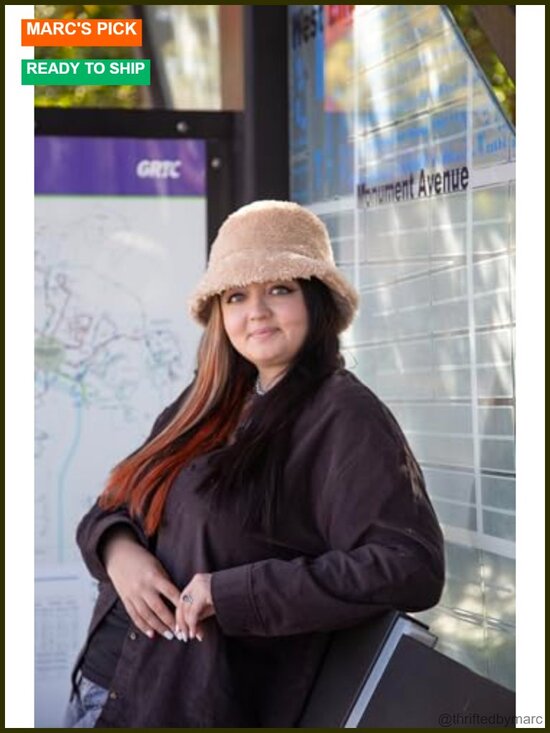 Faux Fur Fuzzy Bucket Hat, Unisex Winter Beanie, Warm Cozy Plush Streetwear main image 5